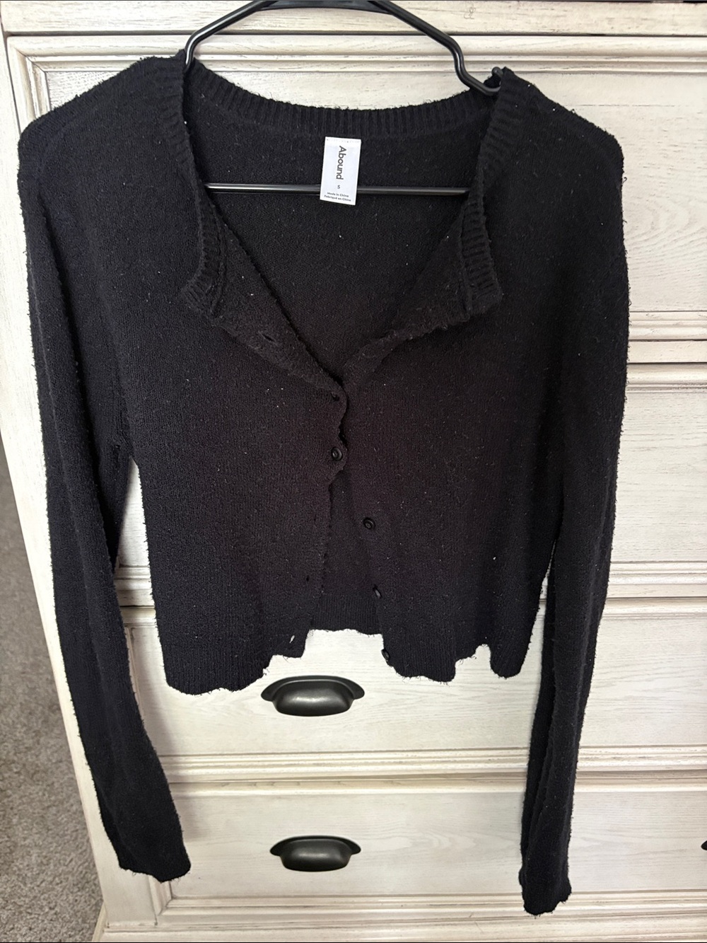 Abound Black Cropped Button-Front Cardigan